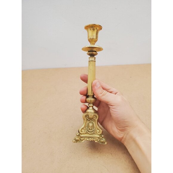 brass candlestick holder - vintage brass - candlestick - vintage home decor - - Picture 4 of 14